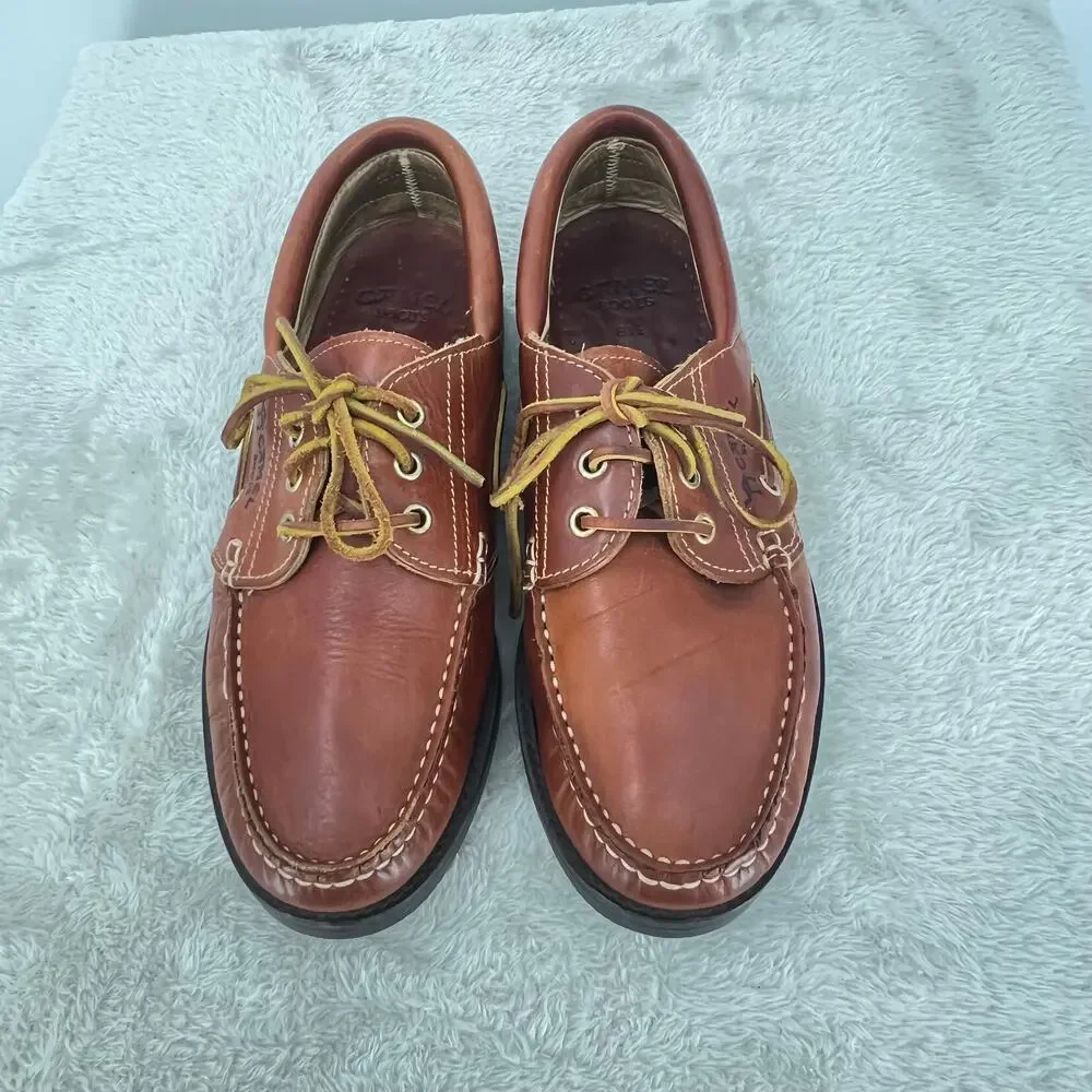 CAMEL BOOTS Brand Men's Classic Leather Boat Shoes 8.5  Chunky Sole  Old Money